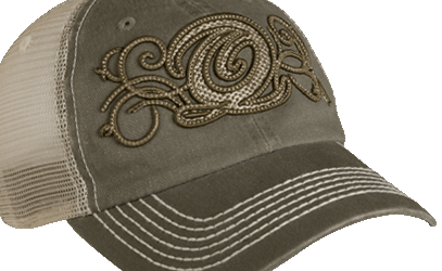 Trucker style or mesh style cap with custom embroidery