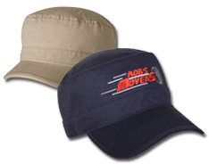 Two military style caps with company logo