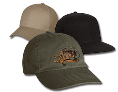 Group of custom embroidered baseball hats